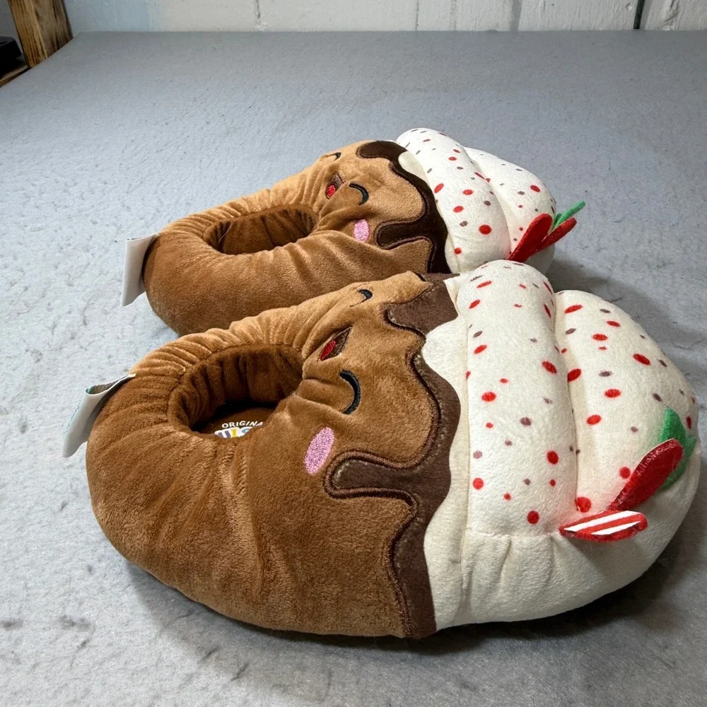 Squishmallows Plush Slippers Kids Size Small Brown Hot Cocoa Sundae Holiday Gift